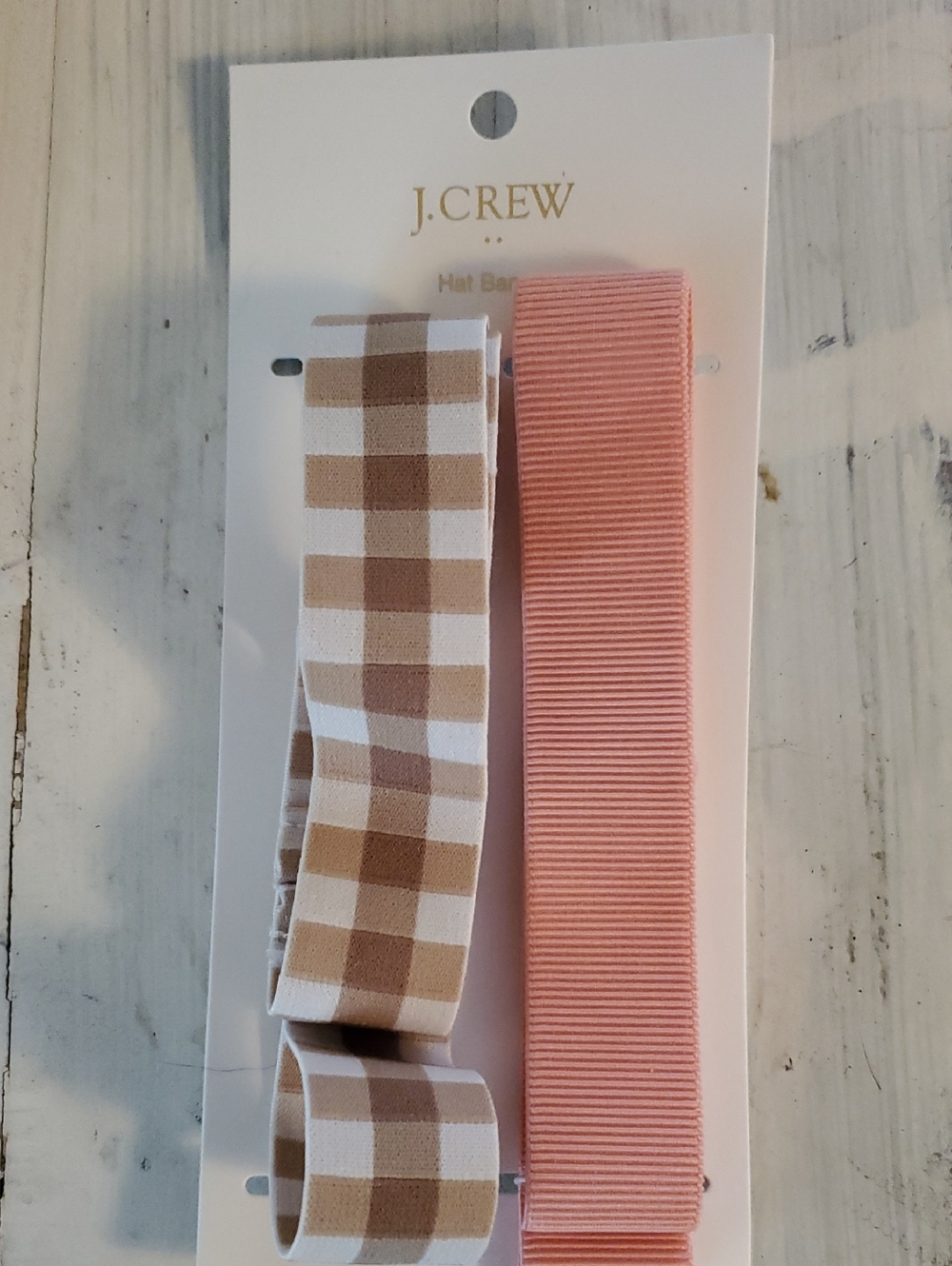 J. Crew Pink Ribbed and Beige Gingham Hair Clips